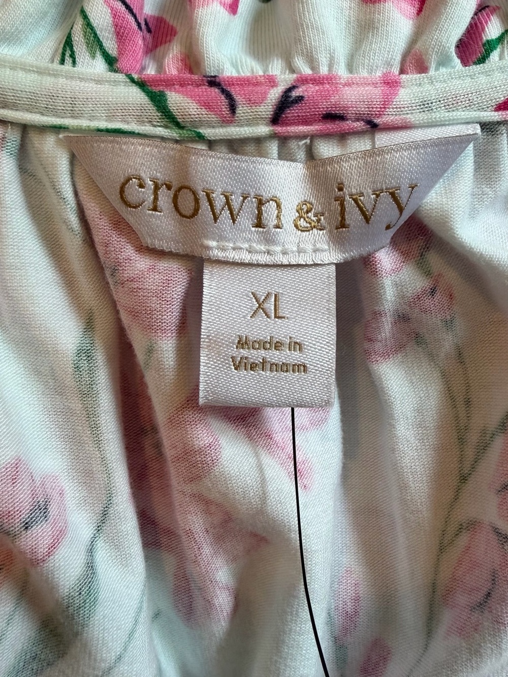 crown & ivy White Pink & Green Floral Maxi Dress XL NWT - Picture 5 of 5